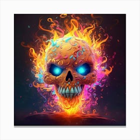 Skull In Flames 3 Canvas Print