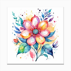 Bleed Watercolor Flower Canvas Print