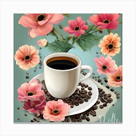 Coffee and Flowers for Breakfast - Art Print Canvas Print