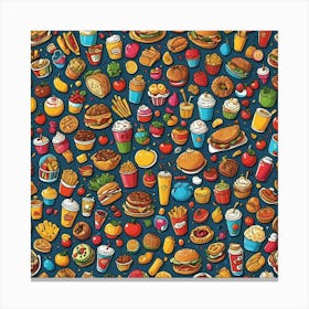 Fast Food Seamless Pattern Canvas Print