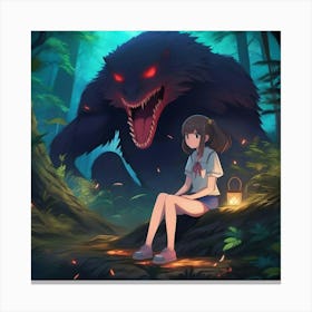 Monster Girl In The Forest Canvas Print