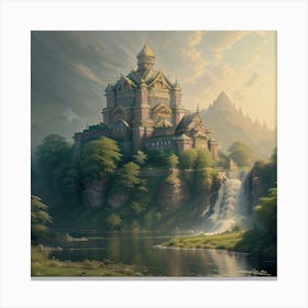 Riverside And The Waterfall Canvas Print