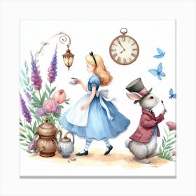 Alice and Peter Rabbit in Wonderland 3 Canvas Print