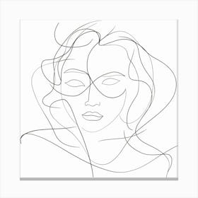 Abstract Line Face, Line Art Woman, Neutral Colors Wall Art, Canvas Print