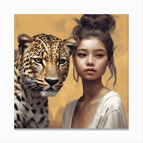 Be Kind Leopard Girl Art Print 1 Canvas Print