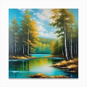 Birch Trees In Autumn 31 Canvas Print