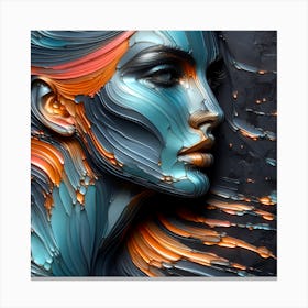 Embossed Woman's Face In Abstract Style Canvas Print