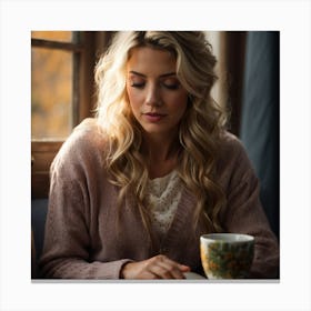 Beautiful Woman Reading A Book Canvas Print