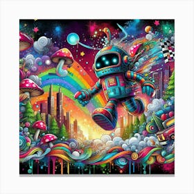 Robot In The City Canvas Print