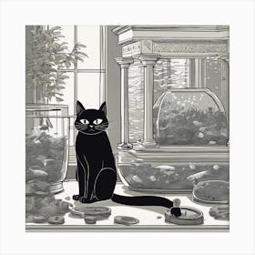 Cat In Aquarium Canvas Print