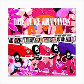 Vw Vans Flower Power Canvas Print