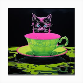 Cat In Teacup Canvas Print