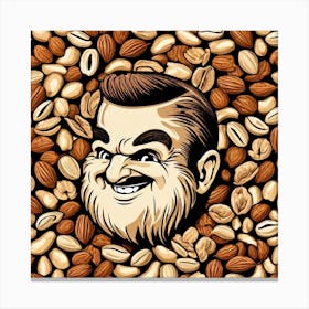 Portrait Of A Man Surrounded By Nuts Canvas Print