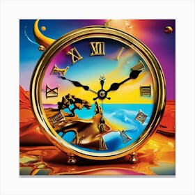 dreamlike scene rendered in the vibrant, melting-clock Canvas Print