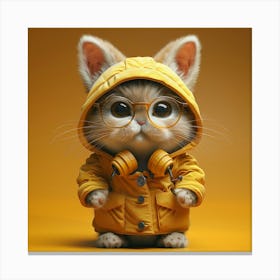 Cute Cat In Yellow Jacket Canvas Print