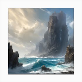 Where Oceans Dance and Cliffs Embrace Canvas Print