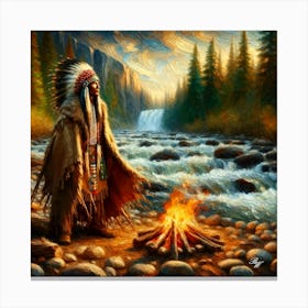 Oil Texture Native American Warrior 2 Copy Canvas Print