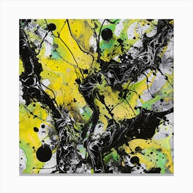 Abstract Painting, Abstract Painting, Acrylic On Canvas, Yellow Color Canvas Print