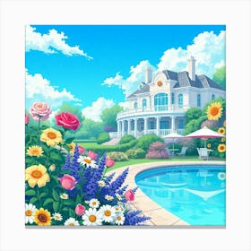 House With A Pool Canvas Print