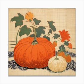 Vintage Pumpkin Illustration Square 1 Canvas Print