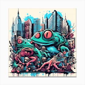 Frog Street Art 3 Canvas Print