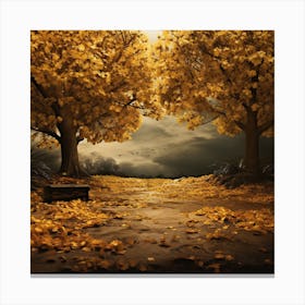 Autumn Leaves In The Forest Canvas Print