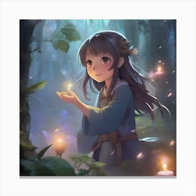 Anime Girl In The Forest 2 Canvas Print
