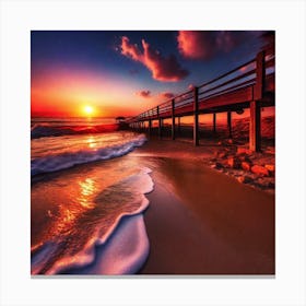 Sunset On The Beach 360 Canvas Print