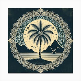 Boho art Silhouette of an island with Palm tree 1 Canvas Print