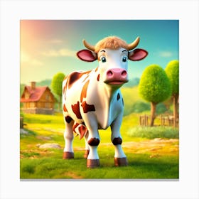 Cow In A Field Canvas Print