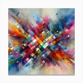 Colorful Splashes Of Paint, Geometric, Abstract Art (2) Canvas Print