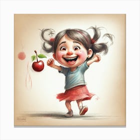 Little Girl With Apple Canvas Print