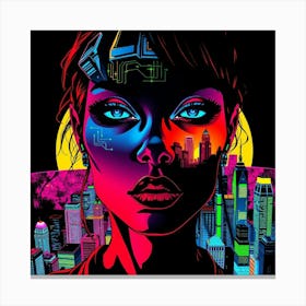 Neon City Girl Canvas Print