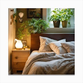 Bedroom With Plants Canvas Print