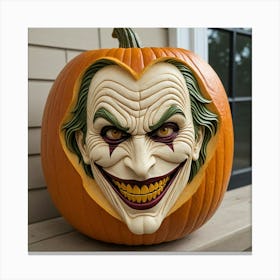 Joker Pumpkin Carving 5 Canvas Print