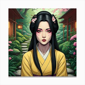 Beautiful Geisha woman Canvas Print