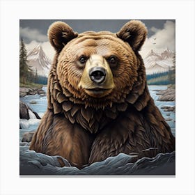 Bear In The River Canvas Print