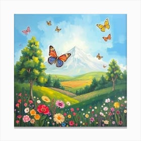 Butterflies In The Meadow Canvas Print