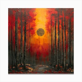 Sunset In The Forest, Abstract Expressionism, Minimalism, and Neo-Dada Canvas Print