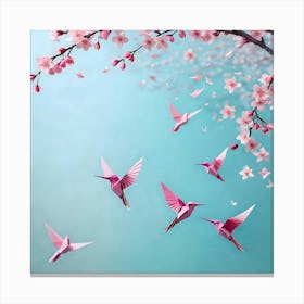 Origami Birds Flying Canvas Print