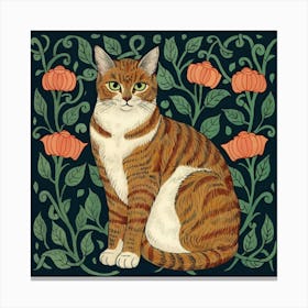 William Morris Style Cat Art Print Painting(3) Canvas Print