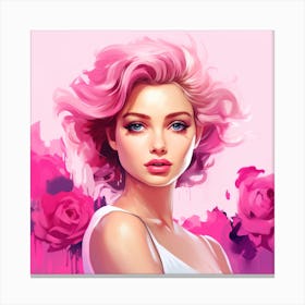 Girl With Pink Hair Canvas Print