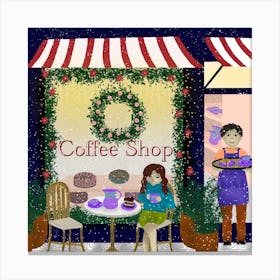 Christmas Coffee Shop. 1 Canvas Print