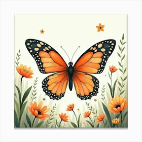 A Whimsical Butterfly With Wings Of Flowing, Watercolor Patterns Fluttering Through A Dreamy Garden Canvas Print