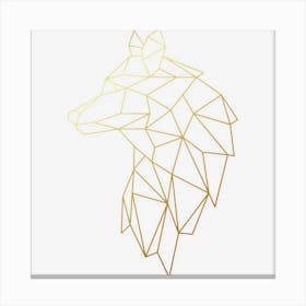 Wolf Geometric Abstract Gold Wolf Polygonal Canvas Print