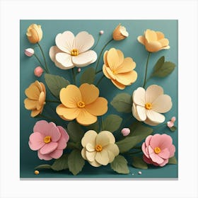 Flowers of Primrose, Vector art Canvas Print