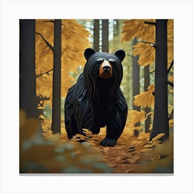 Black Bear In The Forest 5 Canvas Print