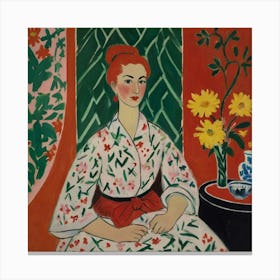 Woman In A Kimono Canvas Print