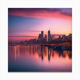 Chicago Skyline At Sunset Canvas Print