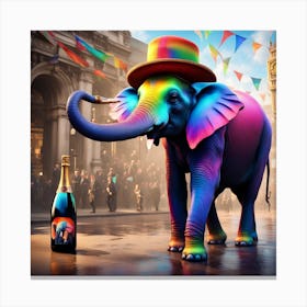 Rainbow Havana Elephant London Canvas Print